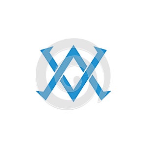 Flat arrow linked overlapping logo vector