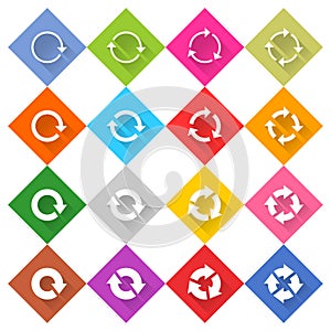 Flat arrow reload icon rhombus web button