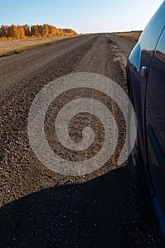 Flat asphalt road for cars with markings