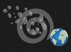 Flat asteroids and planet Earth. Space danger. Space