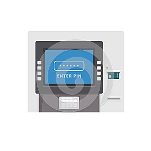Flat ATM machine illustration. Automated teller machine