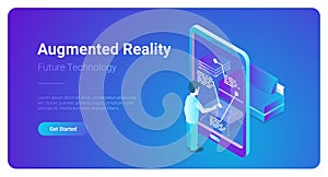 Flat augmented realty VR Virtual Reality vector. M photo