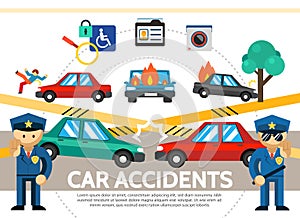 Flat Auto Accident Concept