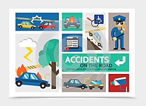 Flat Auto Accident Infographic Concept