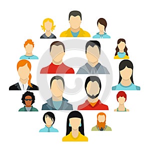 Avatars icons set, flat style
