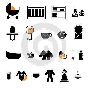 Flat baby icons collection