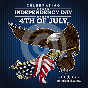 Flat background with eagle for usa independence day Red vector