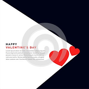 Flat background with two hearts and text space for valentines day