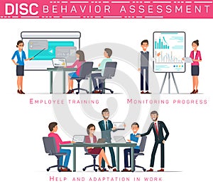 Flat Banner Disc Behavioral Assessment Vector.