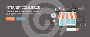 Flat banner.Internet commerce illustration.