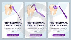 Flat Banner is Written Professional Dental Care. photo
