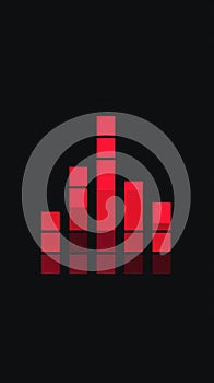 Flat design simple bar chart with dramatically decreasing red bars on black background, emphasizing fall