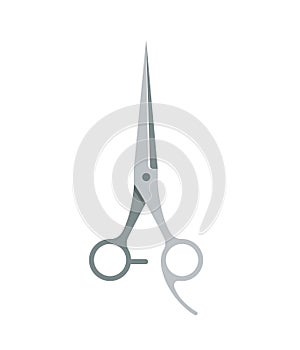 Flat barber scissors icon logo isolated on white background. Equipment for barbershop, styling tool - stock illustration. B