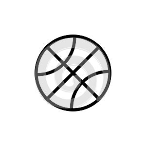 Flat basketball ball black and white logo web icon on isolated white background