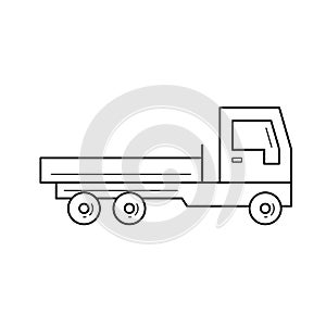 Flat bed truck line icon. photo