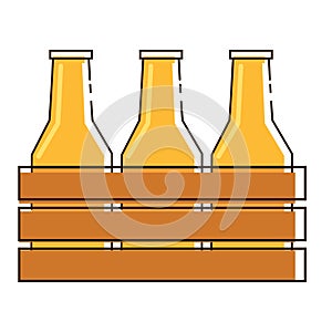 Flat beer bottles crate. Vector