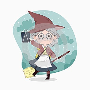 Flat befana illustration Vector illustration.