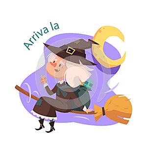 Flat befana illustration Vector illustration.