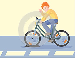 Man cursing bicycle flat photo