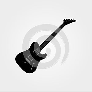 Flat black classic shape electric guitar