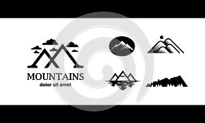 Flat black mountain logo set template