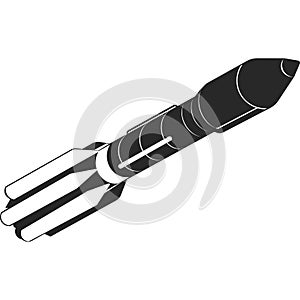 A flat black rocket icon. Vector image.