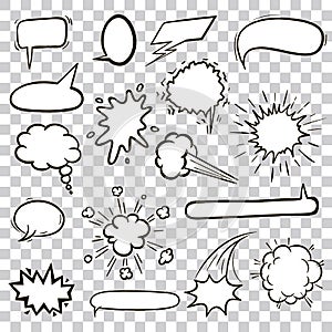 Flat black speech bubbles. hand drawn icons