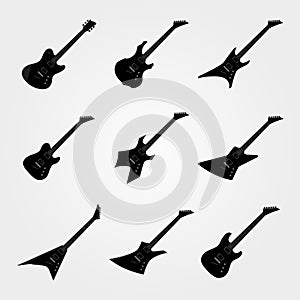 Flat black vector guitars set