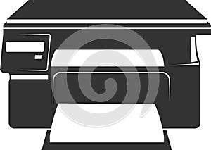 A flat black vector icon of a multifunctional device.