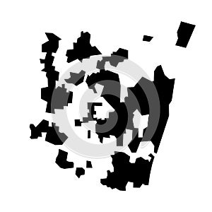 Flat Black Vector Map of Puducherry