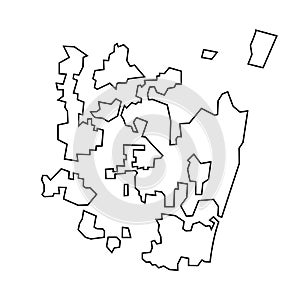 Flat Black Vector Map of Puducherry