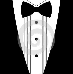 Flat black and white tuxedo bow tie