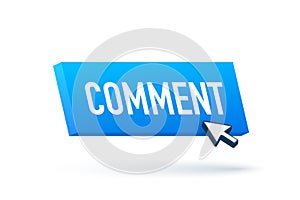 Flat blue comment button. Flat vector. Computer mouse click. Navigation pointer.