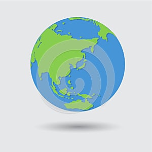 Flat Blue Green Earth Planet Icon