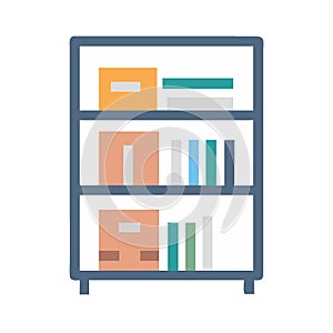 Bookshelf icon flat vector