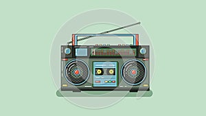 Flat boombox. Music, radio, 90s, 80s.
