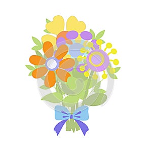 Flat Bouquet of flowers in graphic style vector illustration .