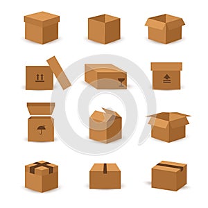 Flat box and packing vector icon