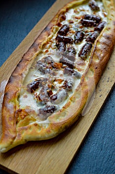 Flat bread with Mini Sausages and Cheese