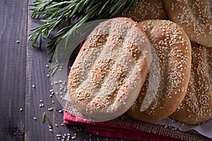 Flat bread with sesame seeds