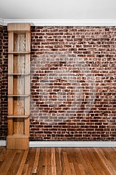 Flat Brick Wall Perspective and Shelf