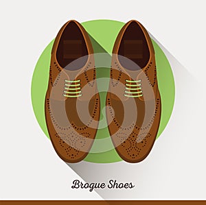 Flat Brogue Shoes icon. Male businessman accessories.