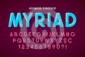 Flat bubble comical font design, colorful alphabet, typeface