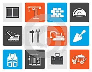 Flat building and construction icons