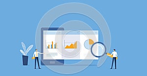 Flat business analytics and monitoring finance report graph on mobile