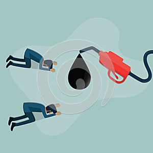 Flat of business concept,Two businessman respecting the fuel injectors - vector