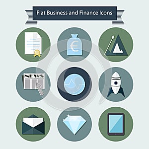 Flat business and finance icons 2