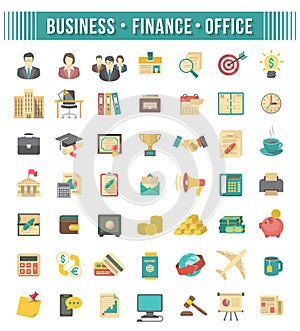 Flat Business and Financial Icons Set