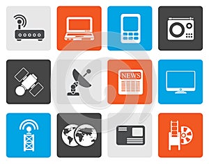 Flat Business, technology communications icons