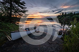 Flat Calm Canoe Sunset